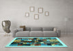 Machine Washable Abstract Light Blue Contemporary Rug in a Living Room, wshcon1573lblu