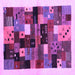 Square Machine Washable Abstract Purple Contemporary Area Rugs, wshcon1573pur