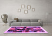 Machine Washable Abstract Purple Contemporary Area Rugs in a Living Room, wshcon1573pur