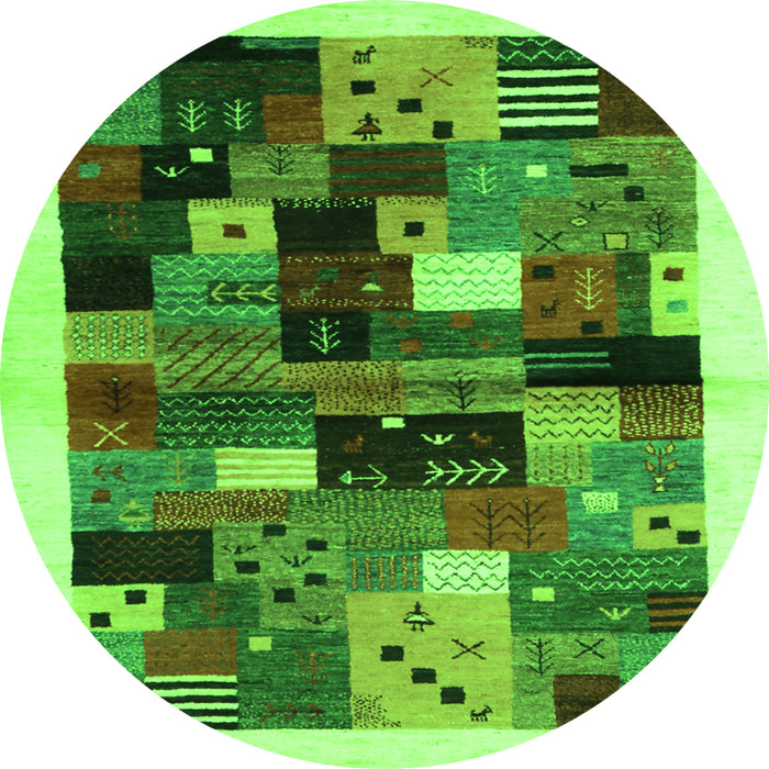 Square Abstract Green Contemporary Rug, con1573grn