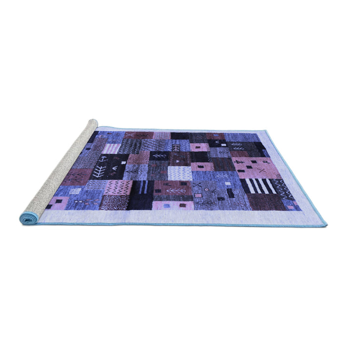 Sideview of Machine Washable Abstract Blue Contemporary Rug, wshcon1573blu
