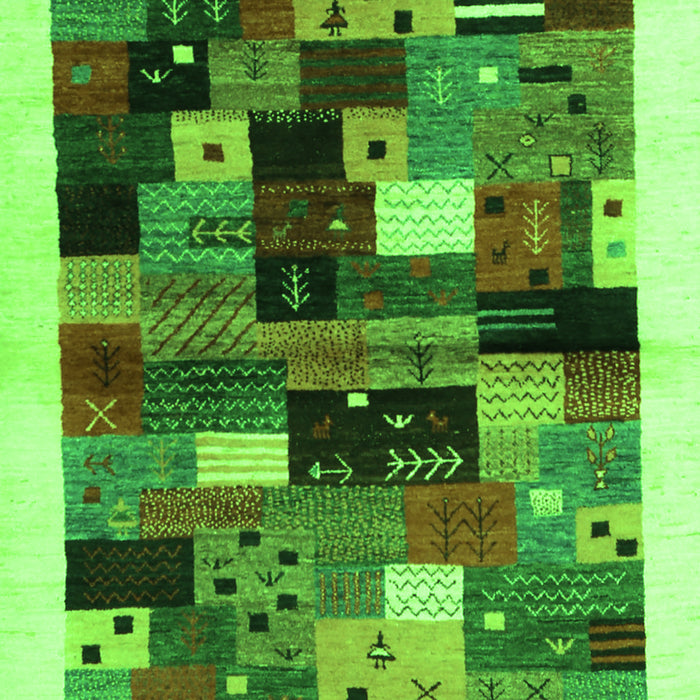 Serging Thickness of Machine Washable Abstract Green Contemporary Area Rugs, wshcon1573grn