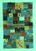 Machine Washable Abstract Turquoise Contemporary Area Rugs, wshcon1573turq