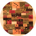 Square Abstract Orange Contemporary Rug, con1573org