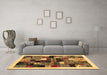 Machine Washable Abstract Brown Contemporary Rug in a Living Room,, wshcon1573brn