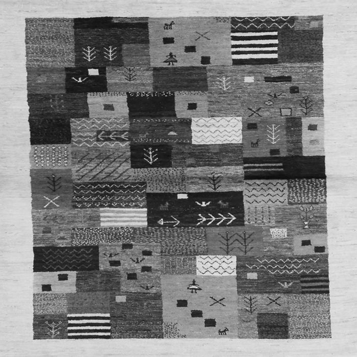 Serging Thickness of Abstract Gray Contemporary Rug, con1573gry