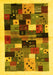 Machine Washable Abstract Yellow Contemporary Rug, wshcon1573yw