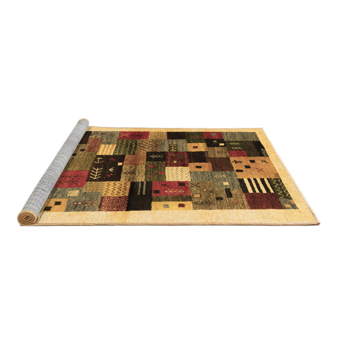 Sideview of Machine Washable Abstract Brown Contemporary Rug, wshcon1573brn