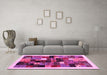 Machine Washable Abstract Pink Contemporary Rug in a Living Room, wshcon1573pnk