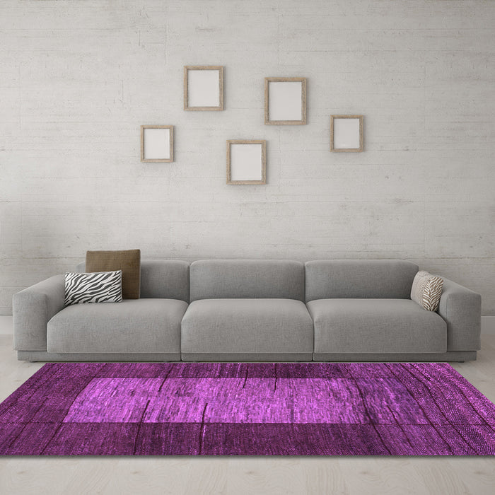 Machine Washable Abstract Purple Contemporary Area Rugs in a Living Room, wshcon1574pur
