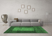 Machine Washable Abstract Emerald Green Contemporary Rug, wshcon1574emgrn