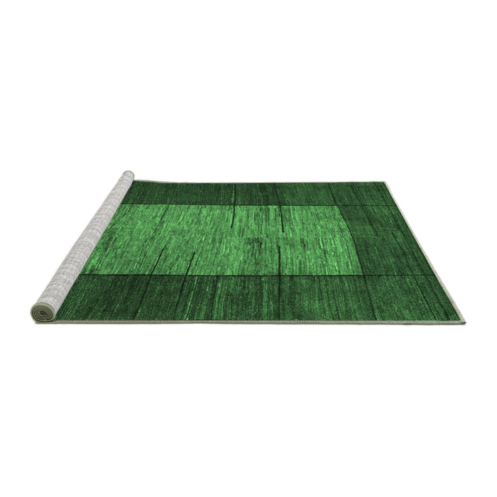 Sideview of Machine Washable Abstract Emerald Green Contemporary Area Rugs, wshcon1574emgrn