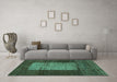 Machine Washable Abstract Turquoise Contemporary Area Rugs in a Living Room,, wshcon1574turq