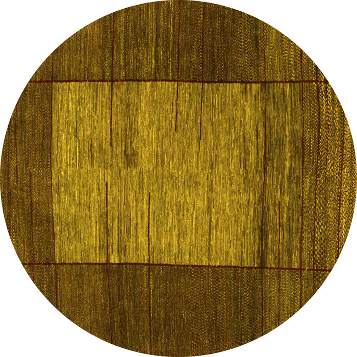 Round Machine Washable Abstract Yellow Contemporary Rug, wshcon1574yw