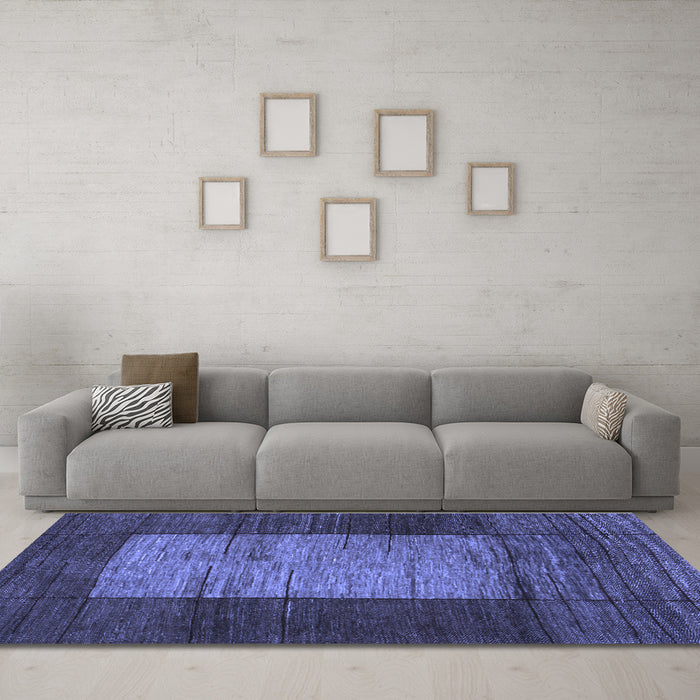 Machine Washable Abstract Blue Contemporary Rug in a Living Room, wshcon1574blu