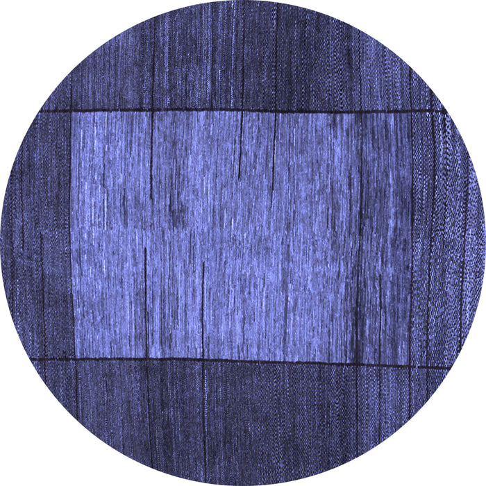 Round Abstract Blue Contemporary Rug, con1574blu