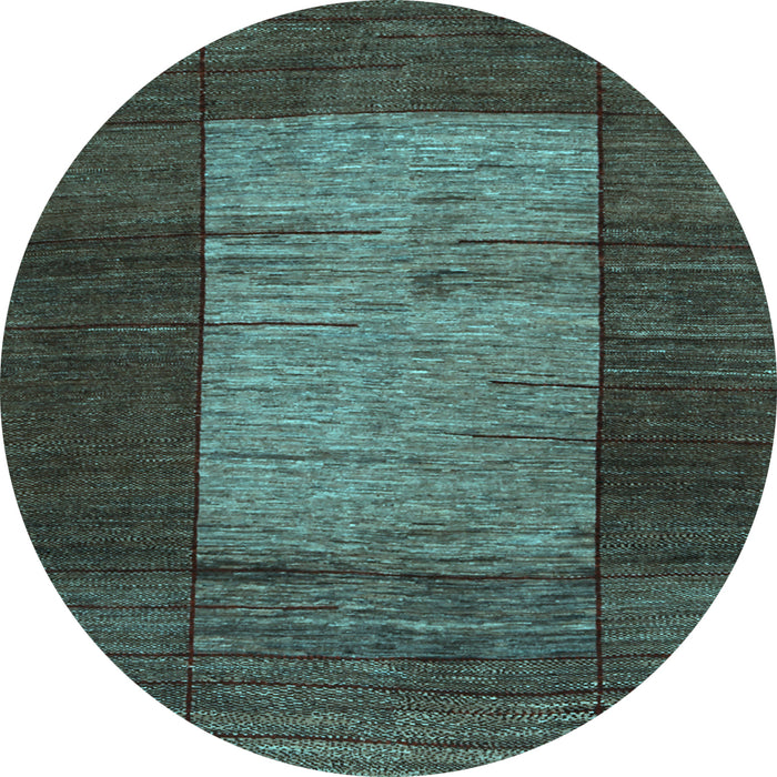 Round Abstract Light Blue Contemporary Rug, con1574lblu
