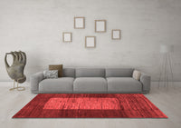 Machine Washable Abstract Red Contemporary Rug, wshcon1574red