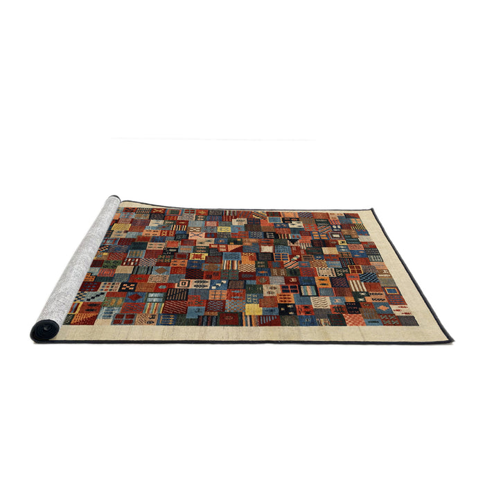 Serging Thickness of Machine Washable Contemporary Brown Green Rug, wshcon1575