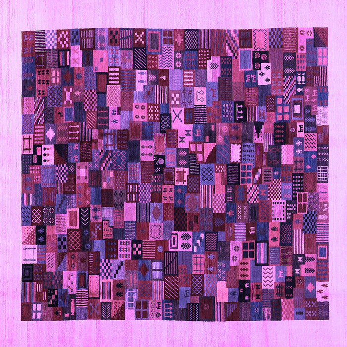 Square Abstract Purple Contemporary Rug, con1575pur