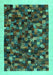 Machine Washable Abstract Turquoise Contemporary Area Rugs, wshcon1575turq