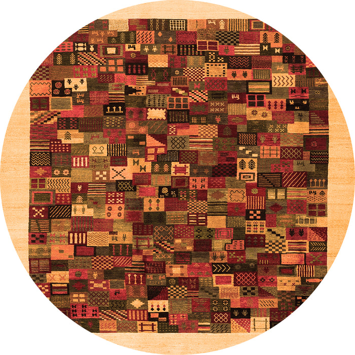 Square Abstract Orange Contemporary Rug, con1575org