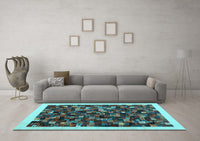 Machine Washable Abstract Light Blue Contemporary Rug, wshcon1575lblu