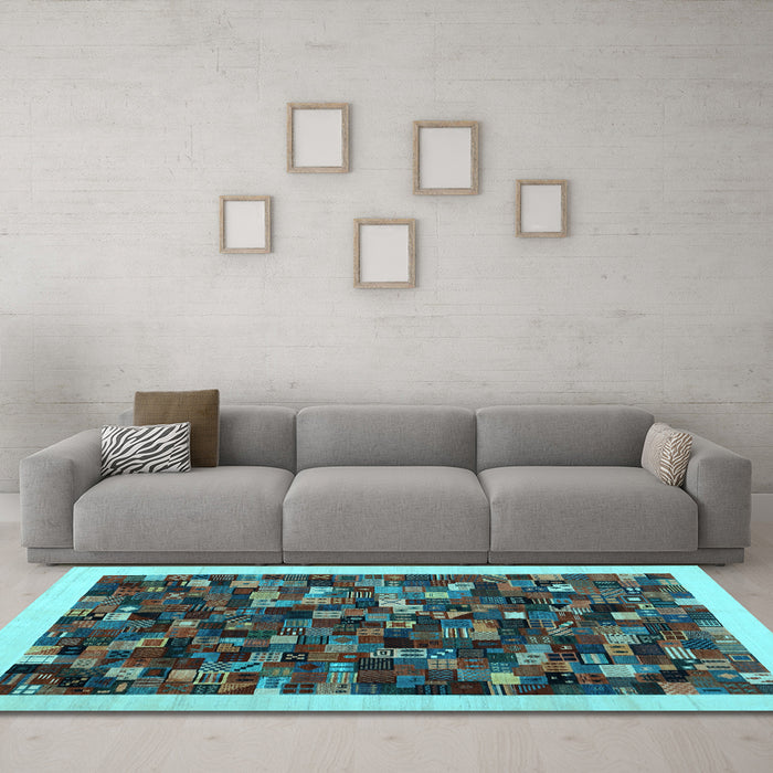 Machine Washable Abstract Light Blue Contemporary Rug in a Living Room, wshcon1575lblu