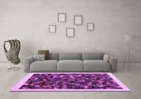 Machine Washable Abstract Purple Contemporary Rug, wshcon1575pur