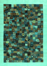 Abstract Turquoise Contemporary Rug, con1575turq