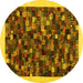 Round Abstract Yellow Contemporary Rug, con1575yw