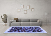 Machine Washable Abstract Blue Contemporary Rug, wshcon1575blu