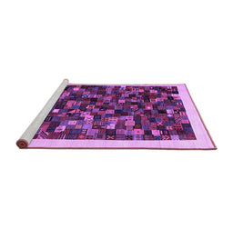 Sideview of Machine Washable Abstract Purple Contemporary Area Rugs, wshcon1575pur