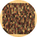 Round Machine Washable Abstract Brown Contemporary Rug, wshcon1575brn