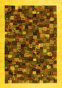 Abstract Yellow Contemporary Rug, con1575yw