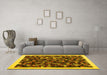 Machine Washable Abstract Yellow Contemporary Rug in a Living Room, wshcon1575yw