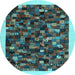 Round Abstract Light Blue Contemporary Rug, con1575lblu