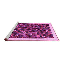 Sideview of Machine Washable Abstract Pink Contemporary Rug, wshcon1575pnk