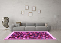 Machine Washable Abstract Pink Contemporary Rug, wshcon1575pnk