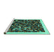 Sideview of Machine Washable Abstract Turquoise Contemporary Area Rugs, wshcon1575turq