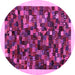 Round Machine Washable Abstract Pink Contemporary Rug, wshcon1575pnk