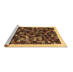 Sideview of Machine Washable Abstract Brown Contemporary Rug, wshcon1575brn