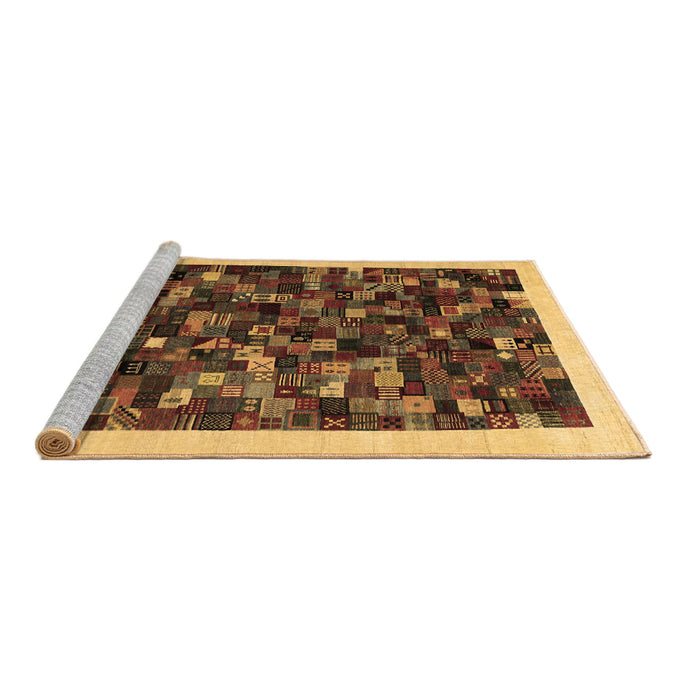 Sideview of Machine Washable Abstract Brown Contemporary Rug, wshcon1575brn