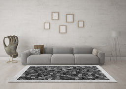 Machine Washable Abstract Gray Contemporary Rug in a Living Room,, wshcon1575gry