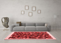 Machine Washable Abstract Red Contemporary Rug, wshcon1575red