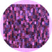 Round Abstract Purple Contemporary Rug, con1575pur