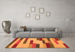 Machine Washable Abstract Orange Contemporary Area Rugs in a Living Room, wshcon1576org