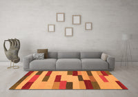 Machine Washable Abstract Orange Contemporary Rug, wshcon1576org