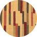 Round Abstract Brown Contemporary Rug, con1576brn