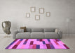 Machine Washable Abstract Purple Contemporary Area Rugs in a Living Room, wshcon1576pur